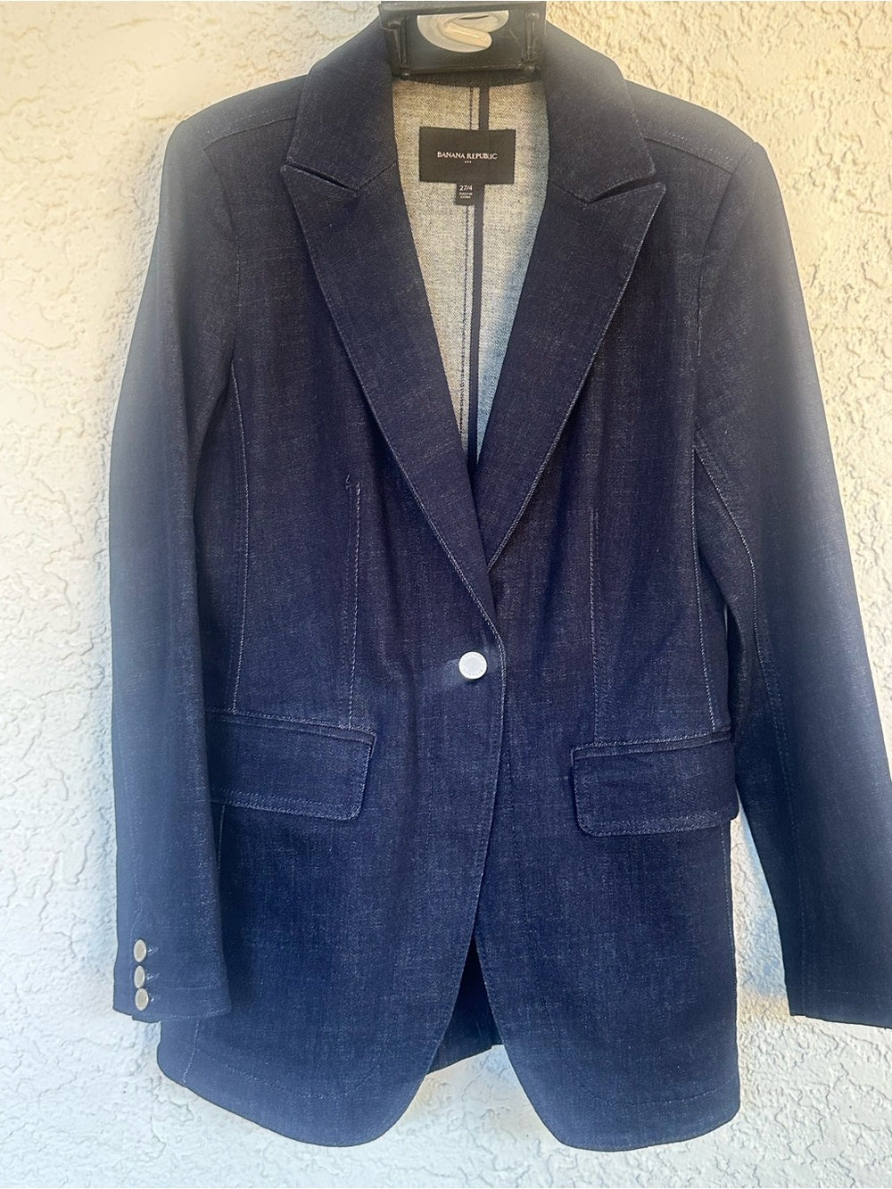 Banana Republic Dark Blue Denim Blazer with Notch Lapel
